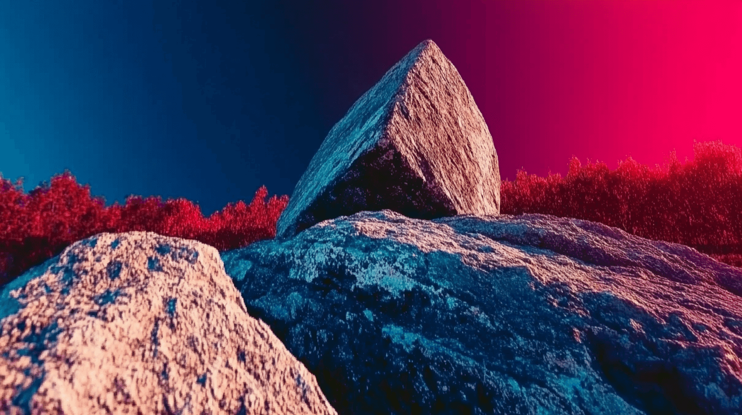 stone hill media stones against a pink sky